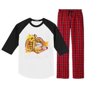 Funny Teacher Life Pumpkin Latte Autumn Thanksgiving Raglan Sleeve Pajama Set