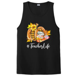 Funny Teacher Life Pumpkin Latte Autumn Thanksgiving PosiCharge Competitor Tank