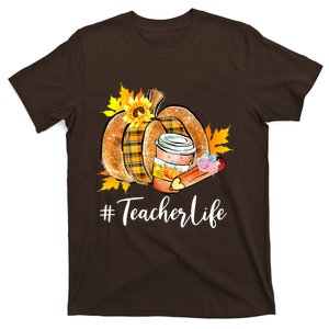 Funny Teacher Life Pumpkin Latte Autumn Thanksgiving T-Shirt