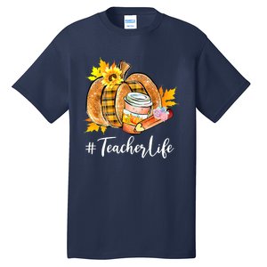 Funny Teacher Life Pumpkin Latte Autumn Thanksgiving Tall T-Shirt