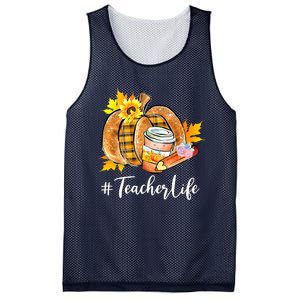 Funny Teacher Life Pumpkin Latte Autumn Thanksgiving Mesh Reversible Basketball Jersey Tank