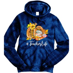 Funny Teacher Life Pumpkin Latte Autumn Thanksgiving Tie Dye Hoodie