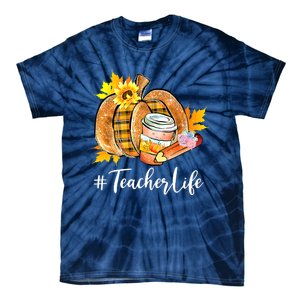 Funny Teacher Life Pumpkin Latte Autumn Thanksgiving Tie-Dye T-Shirt