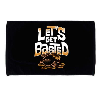 Funny Thanksgiving Lets Get Basted Gift Microfiber Hand Towel