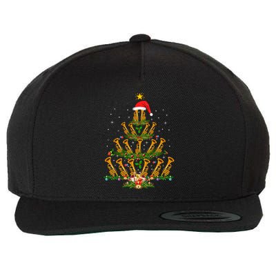 Funny Trumpet Lover Xmas Lighting Trumpet Christmas Tree Meaningful Gift Wool Snapback Cap