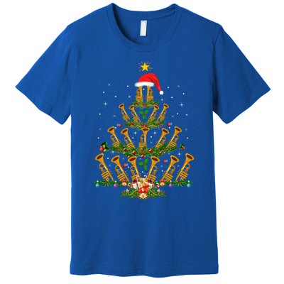 Funny Trumpet Lover Xmas Lighting Trumpet Christmas Tree Meaningful Gift Premium T-Shirt