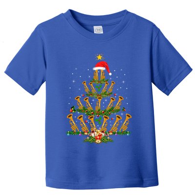 Funny Trumpet Lover Xmas Lighting Trumpet Christmas Tree Meaningful Gift Toddler T-Shirt