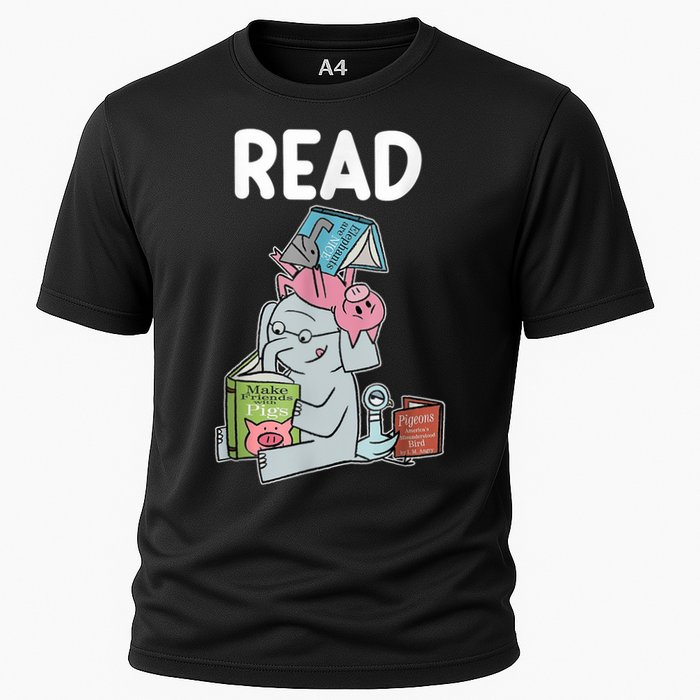 Funny Teacher Library Read Book Club Piggie Elephant Pigeons Cooling Performance Crew T-Shirt