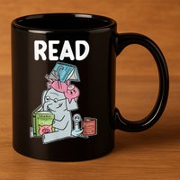 Funny Teacher Library Read Book Club Piggie Elephant Pigeons 11oz C Handle Ceramic Mug