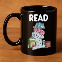 Funny Teacher Library Read Book Club Piggie Elephant Pigeons 11oz C Handle Ceramic Mug