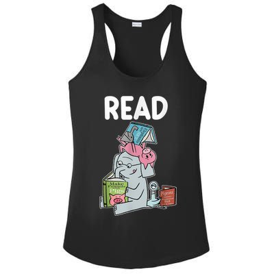 Funny Teacher Library Read Book Club Piggie Elephant Pigeons Ladies PosiCharge Competitor Racerback Tank