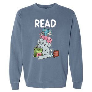 Funny Teacher Library Read Book Club Piggie Elephant Pigeons Garment-Dyed Sweatshirt