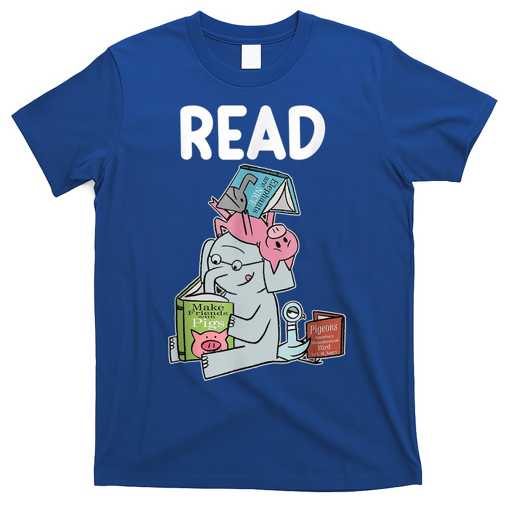 Funny Teacher Library Read Book Club Piggie Elephant Pigeons T-Shirt