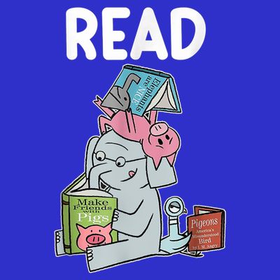 Funny Teacher Library Read Book Club Piggie Elephant Pigeons T-Shirt