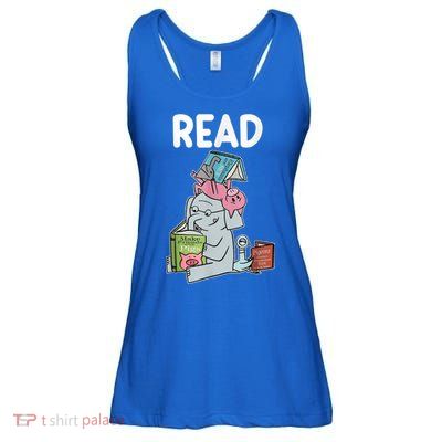 Funny Teacher Library Read Book Club Piggie Elephant Pigeons Ladies Essential Flowy Tank