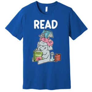 Funny Teacher Library Read Book Club Piggie Elephant Pigeons Premium T-Shirt