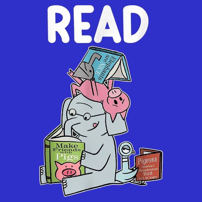 Funny Teacher Library Read Book Club Piggie Elephant Pigeons Stripe Pom Pom Beanie