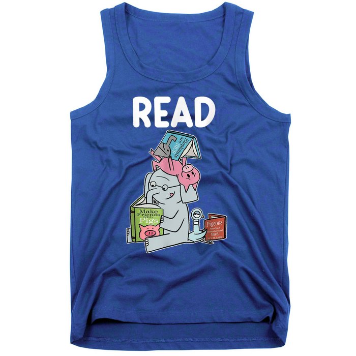 Funny Teacher Library Read Book Club Piggie Elephant Pigeons Tank Top