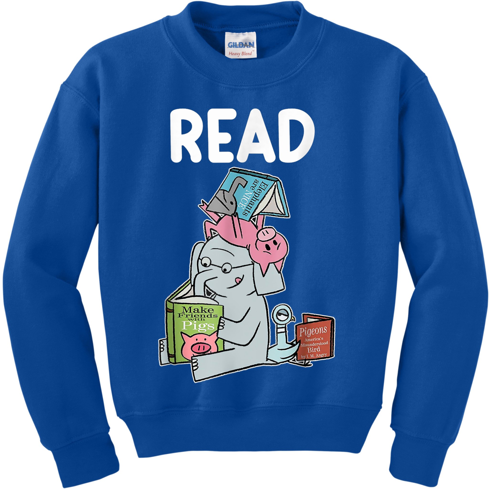 Funny Teacher Library Read Book Club Piggie Elephant Pigeons Kids Sweatshirt