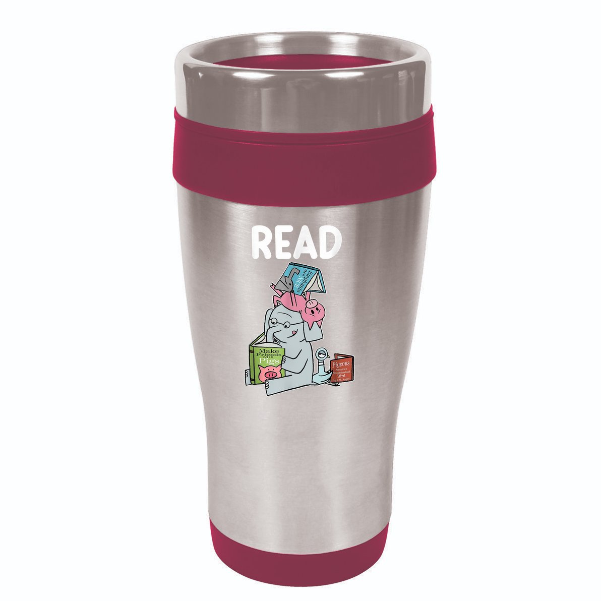 Funny Teacher Library Read Book Club Piggie Elephant Pigeons 16oz Travel Tumbler