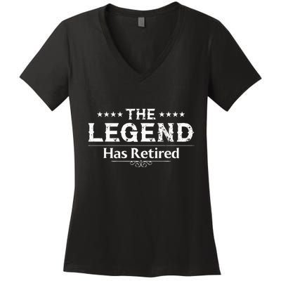 Funny The Legend Has Retired Art For Women Retirement Women's V-Neck T-Shirt