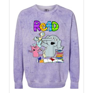 Funny Teacher Library Read Book Club Piggie Elephant Pigeons Colorblast Crewneck Sweatshirt