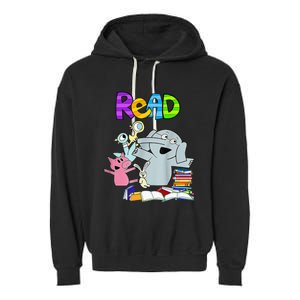 Funny Teacher Library Read Book Club Piggie Elephant Pigeons Garment-Dyed Fleece Hoodie