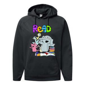 Funny Teacher Library Read Book Club Piggie Elephant Pigeons Performance Fleece Hoodie