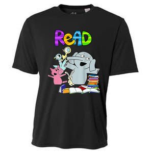 Funny Teacher Library Read Book Club Piggie Elephant Pigeons Cooling Performance Crew T-Shirt