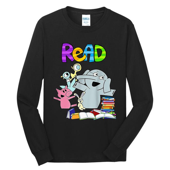 Funny Teacher Library Read Book Club Piggie Elephant Pigeons Tall Long Sleeve T-Shirt