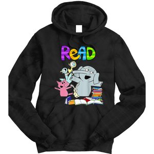 Funny Teacher Library Read Book Club Piggie Elephant Pigeons Tie Dye Hoodie