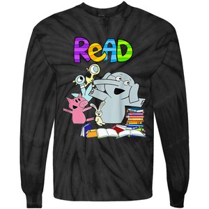 Funny Teacher Library Read Book Club Piggie Elephant Pigeons Tie-Dye Long Sleeve Shirt