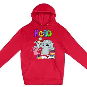 Funny Teacher Library Read Book Club Piggie Elephant Pigeons Premium Pullover Hoodie