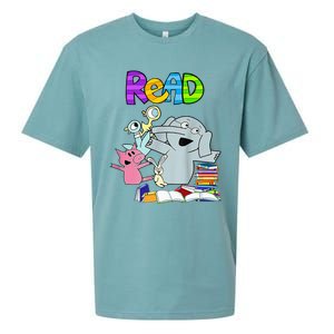 Funny Teacher Library Read Book Club Piggie Elephant Pigeons Sueded Cloud Jersey T-Shirt