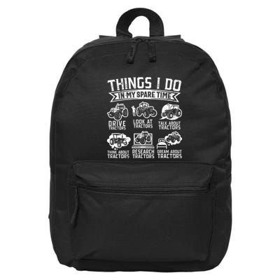 Funny Tractor Lover Funny Farmer Funny Farming 16 in Basic Backpack