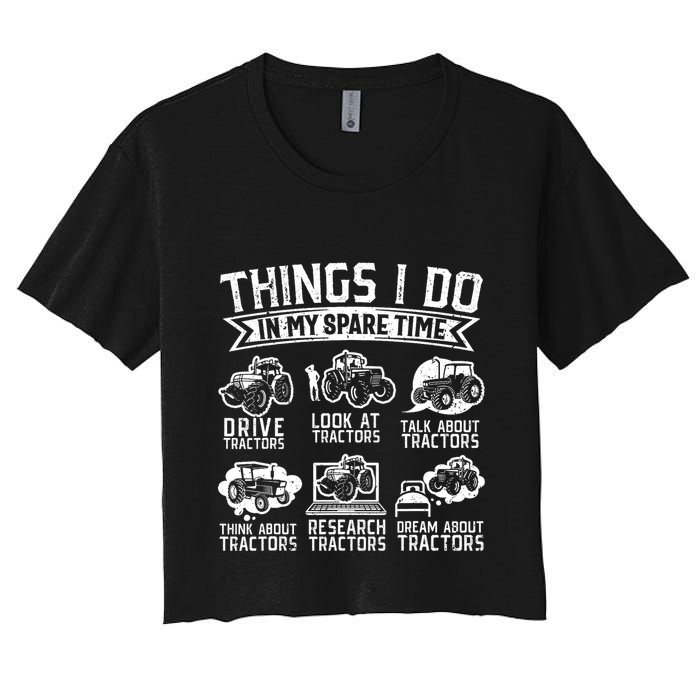 Funny Tractor Lover Funny Farmer Funny Farming Women's Crop Top Tee