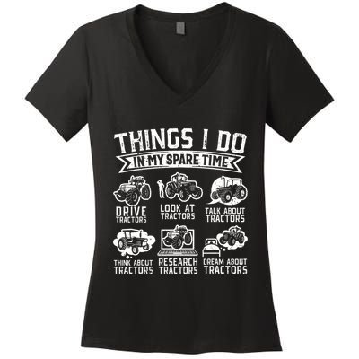 Funny Tractor Lover Funny Farmer Funny Farming Women's V-Neck T-Shirt