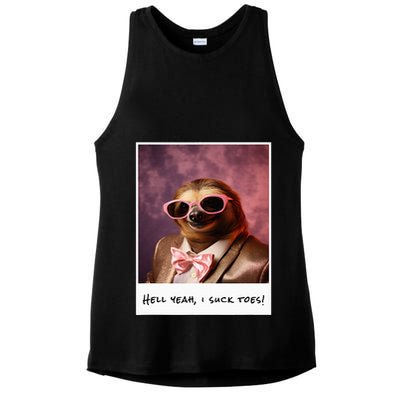 Funny Toe Licking Sloth Hell Yeah I Suck Toes Ladies PosiCharge Tri-Blend Wicking Tank