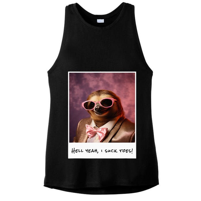 Funny Toe Licking Sloth Hell Yeah I Suck Toes Ladies PosiCharge Tri-Blend Wicking Tank