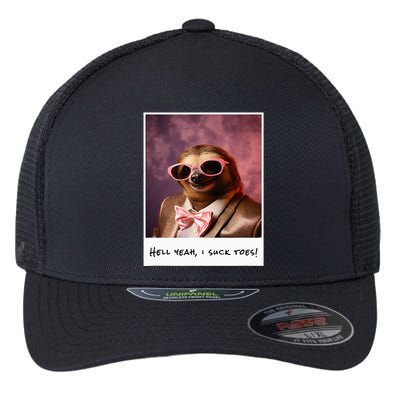 Funny Toe Licking Sloth Hell Yeah I Suck Toes Flexfit Unipanel Trucker Cap