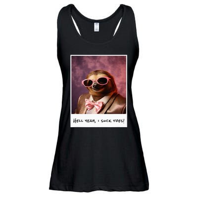 Funny Toe Licking Sloth Hell Yeah I Suck Toes Ladies Essential Flowy Tank