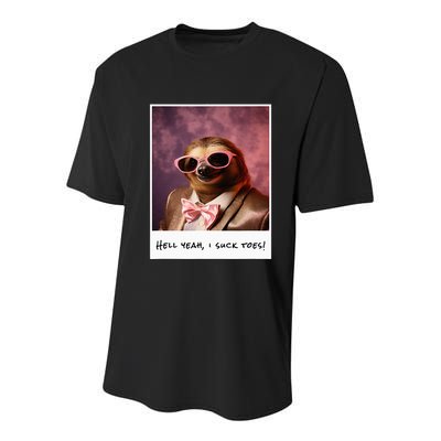 Funny Toe Licking Sloth Hell Yeah I Suck Toes Youth Performance Sprint T-Shirt