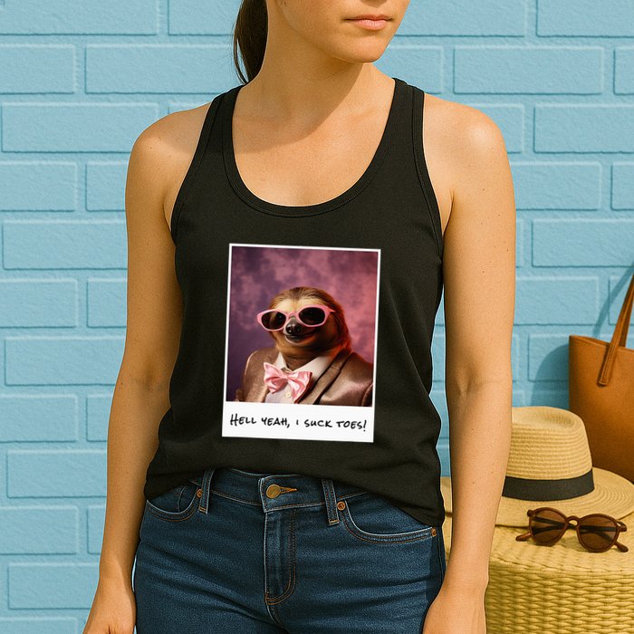 Funny Toe Licking Sloth Hell Yeah I Suck Toes Womens Tank Top