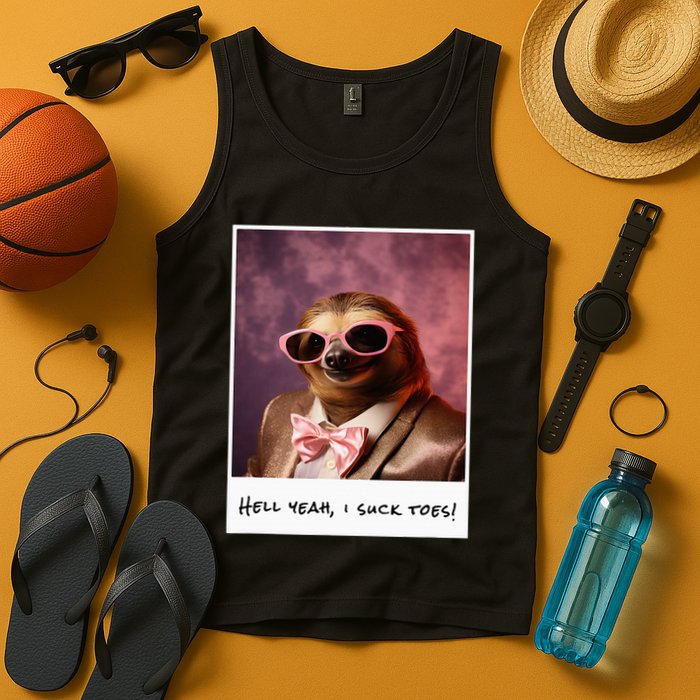 Funny Toe Licking Sloth Hell Yeah I Suck Toes Tank Top