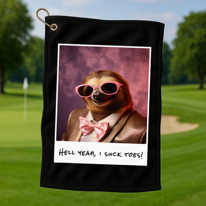 Funny Toe Licking Sloth Hell Yeah I Suck Toes Golf Towel