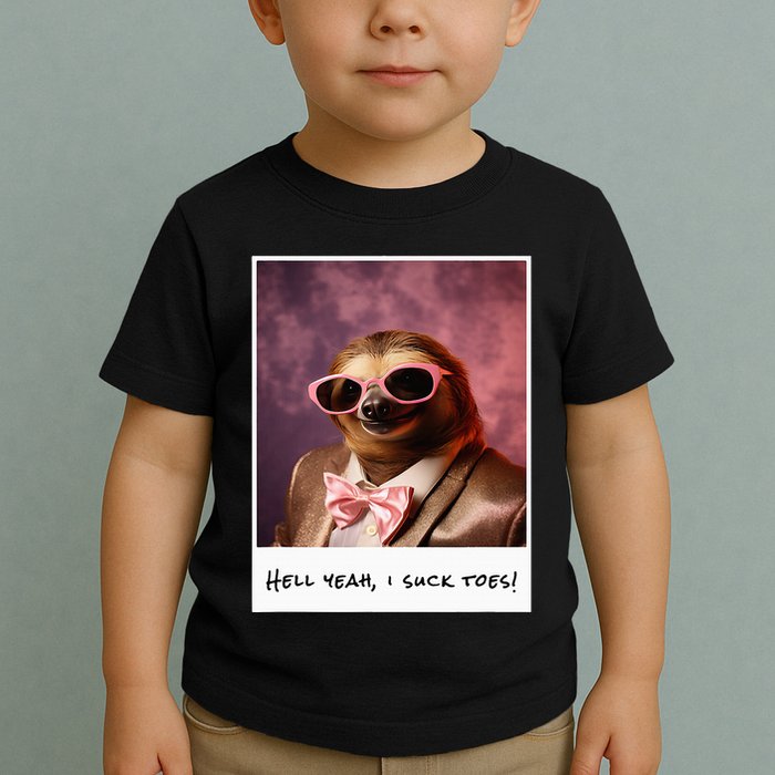 Funny Toe Licking Sloth Hell Yeah I Suck Toes Toddler T-Shirt