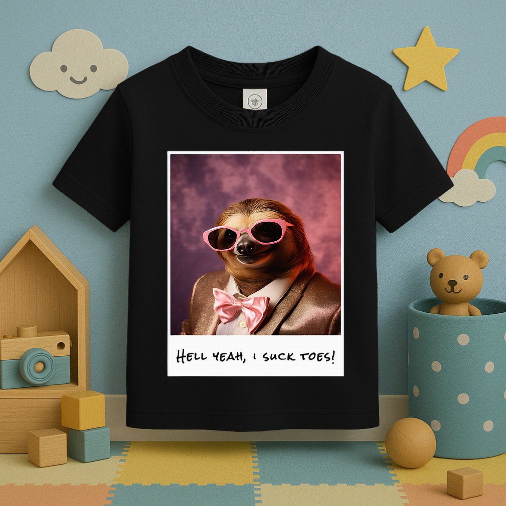 Funny Toe Licking Sloth Hell Yeah I Suck Toes Toddler T-Shirt
