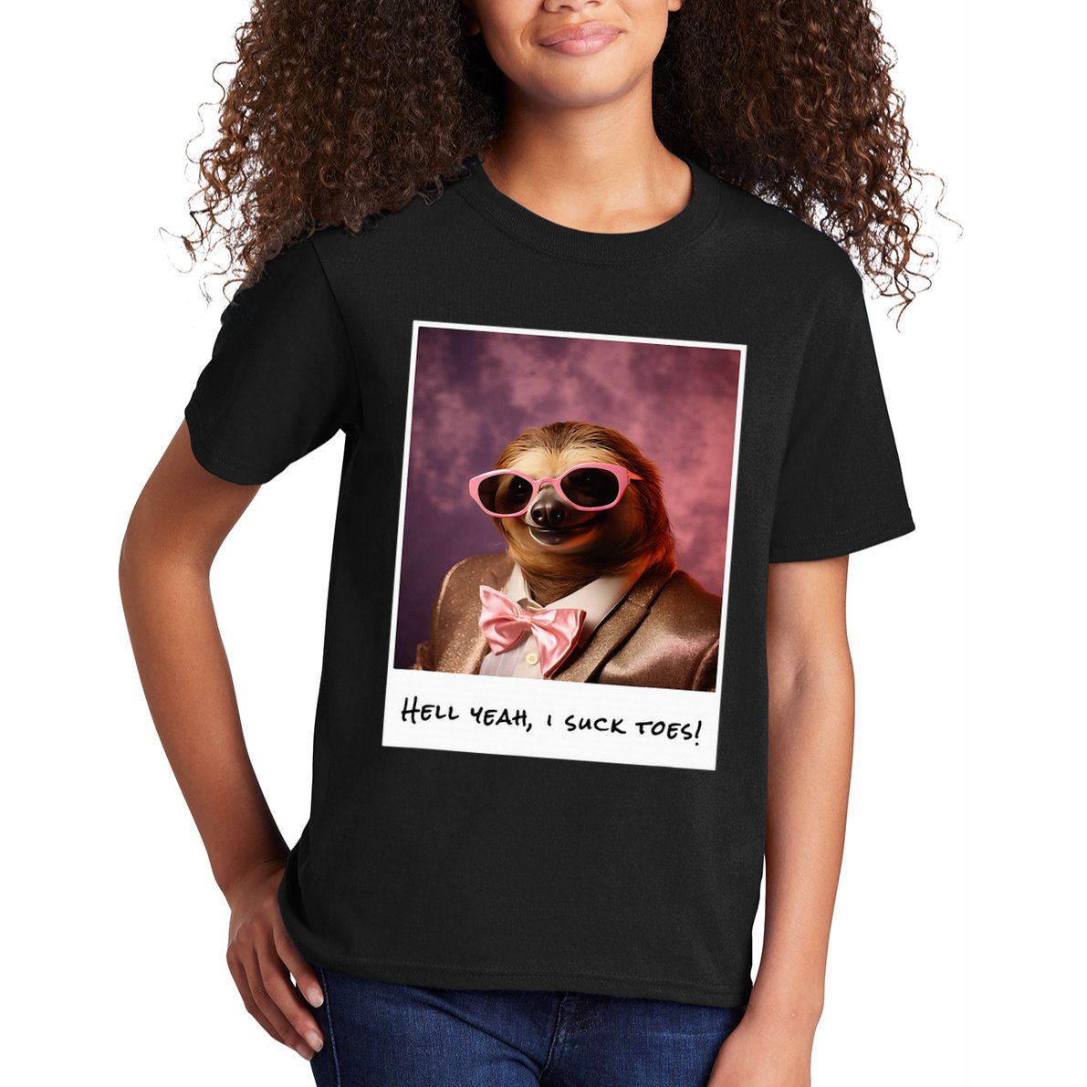 Funny Toe Licking Sloth Hell Yeah I Suck Toes Kids T-Shirt