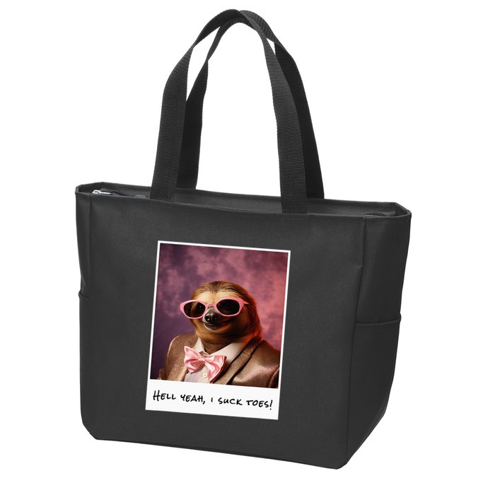 Funny Toe Licking Sloth Hell Yeah I Suck Toes Zip Tote Bag