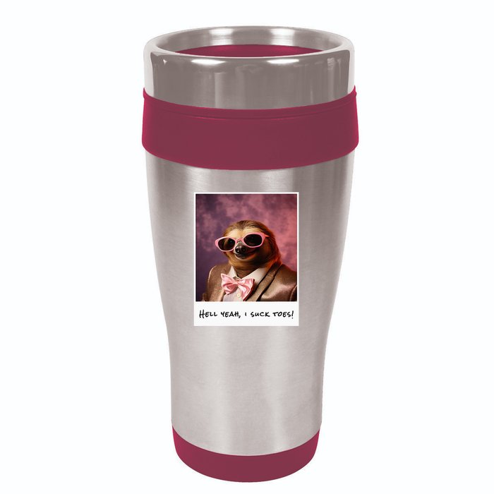 Funny Toe Licking Sloth Hell Yeah I Suck Toes 16oz Travel Tumbler